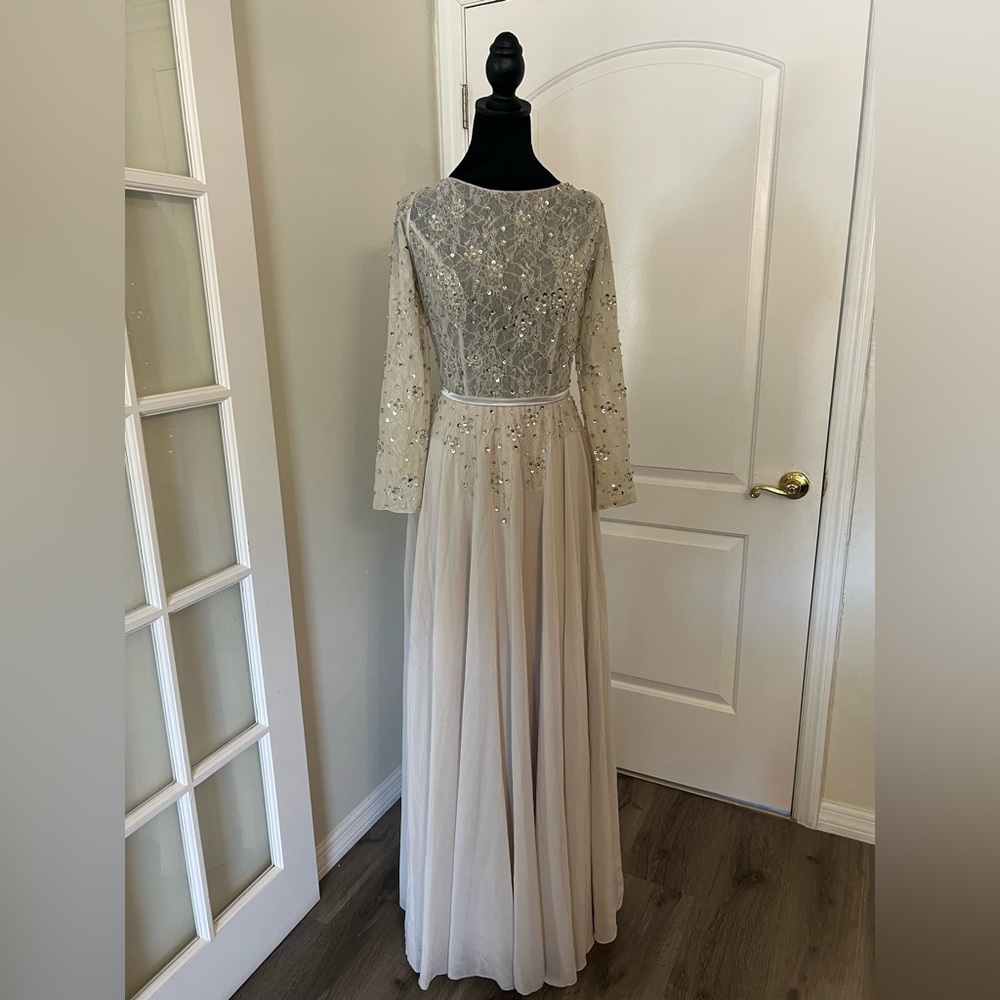 Elegant Long Sleeve Sequin Gown